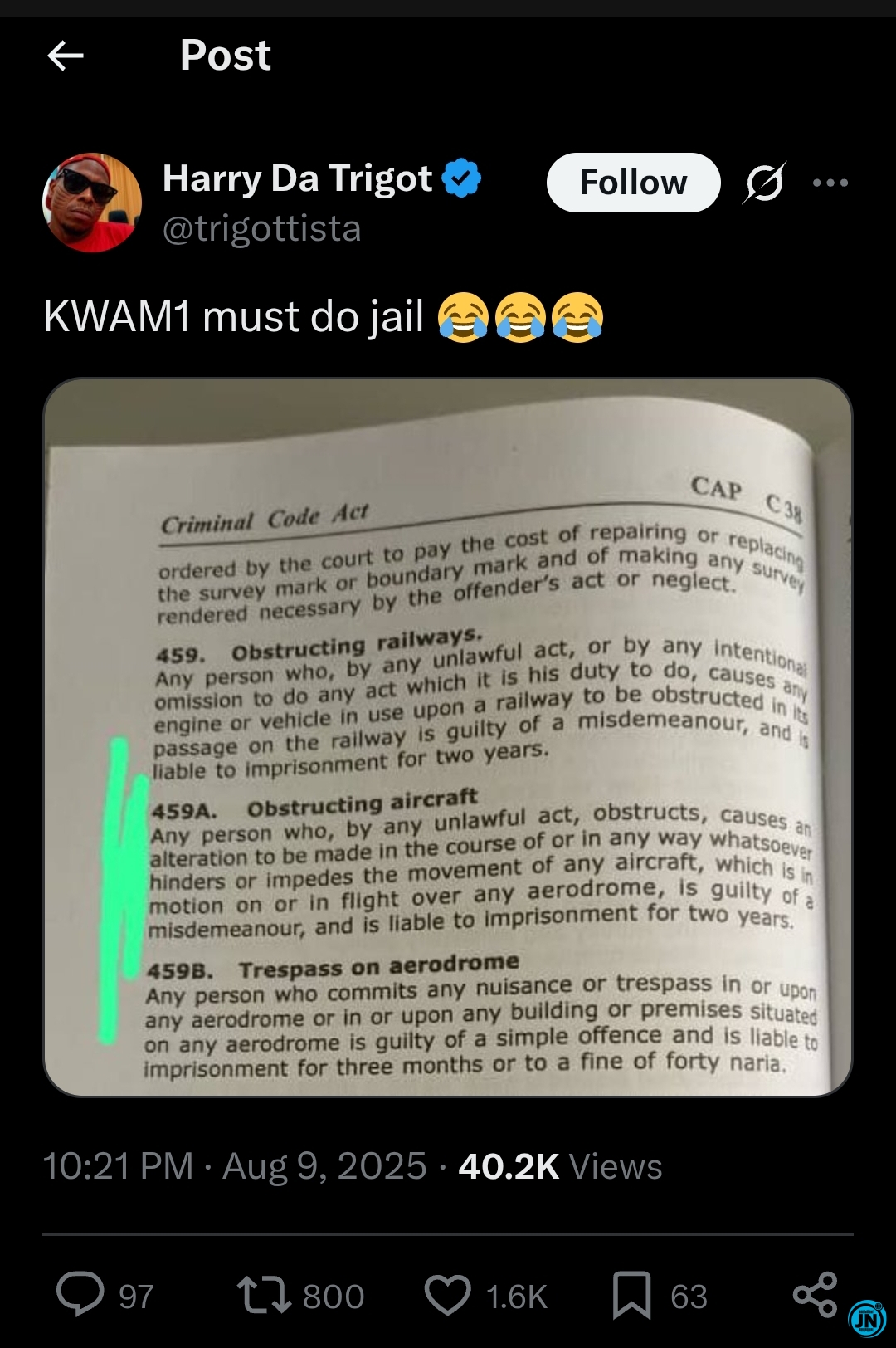 Criminal Code Act excerpt